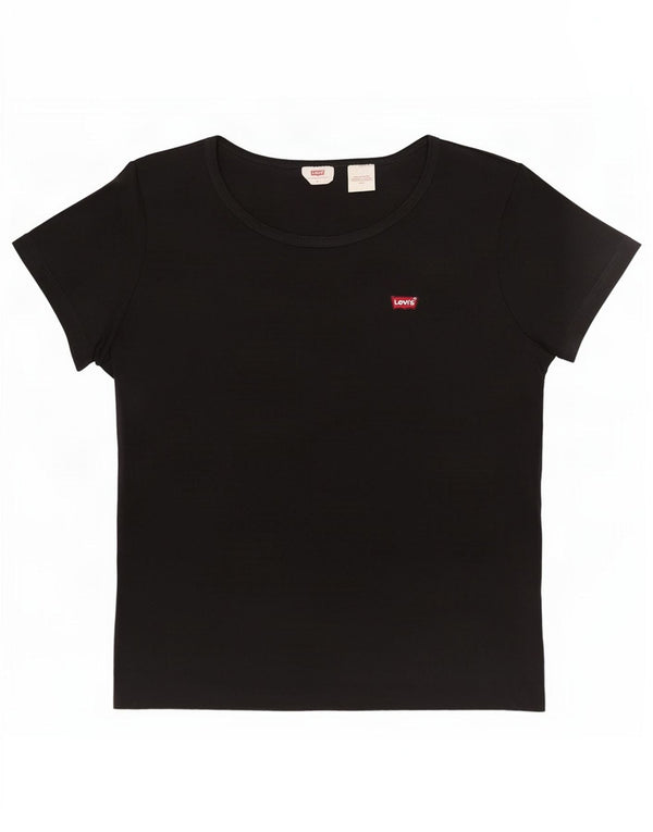 Levi's T-Shirt Femme UK 14 Large Noir Coton