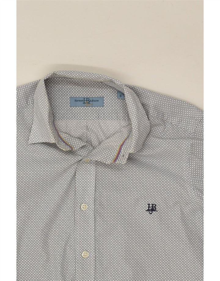 HARMONT & BLAINE Mens Abstract Pattern Shirt Small Grey Cotton Vintage Harmont & Blaine and Second-Hand Harmont & Blaine from Messina Hembry 