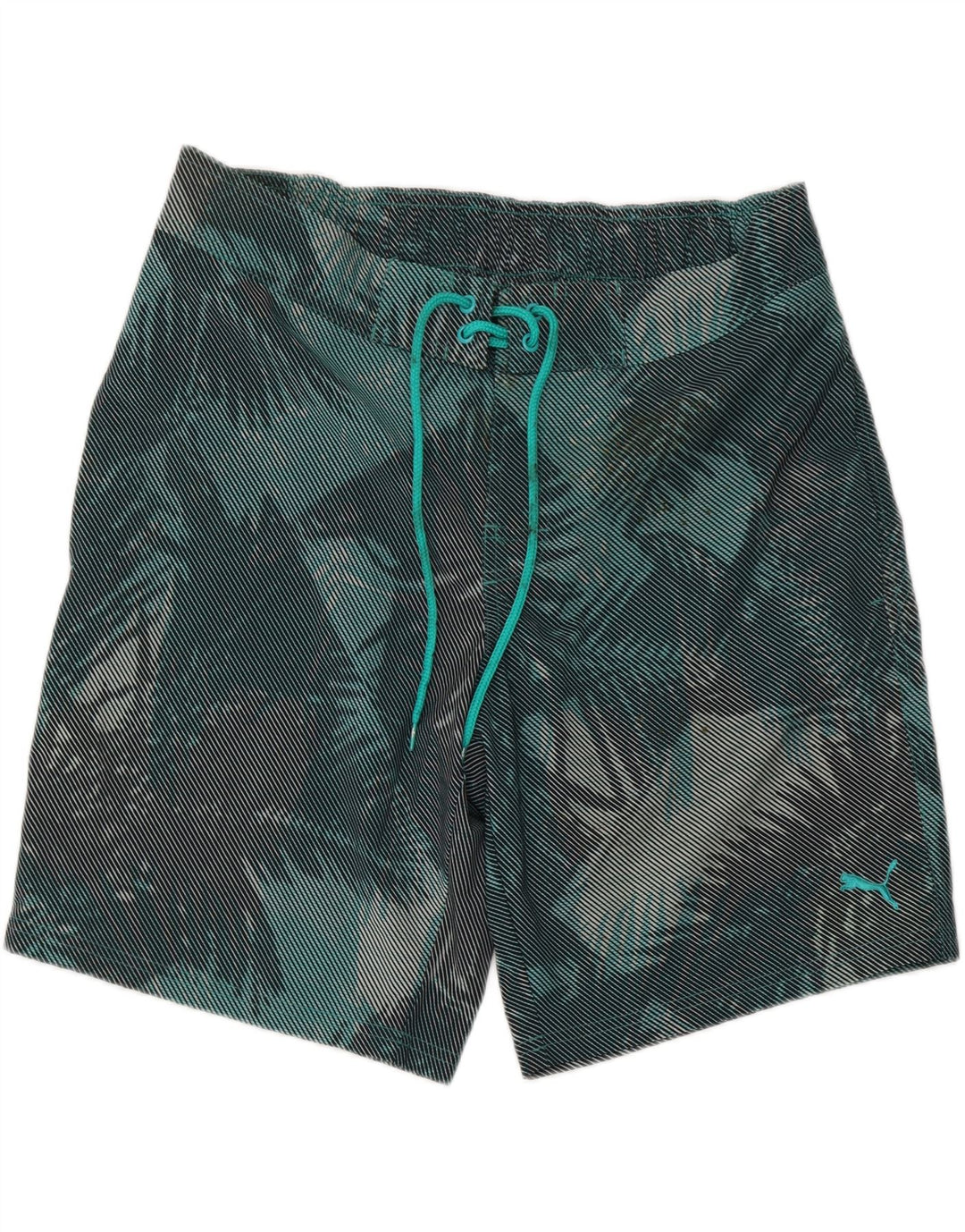 PUMA Mens Swimming Shorts Medium Green Striped Polyester Vintage Puma and Second-Hand Puma from Messina Hembry 