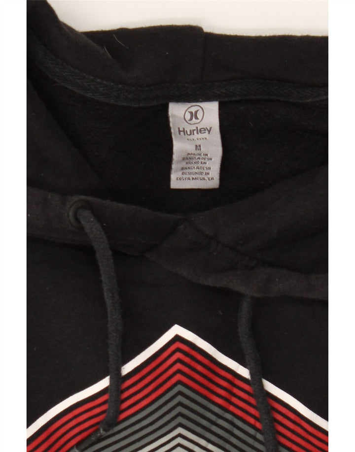 HURLEY Mens Graphic Hoodie Jumper Medium Black Cotton Vintage Hurley and Second-Hand Hurley from Messina Hembry 