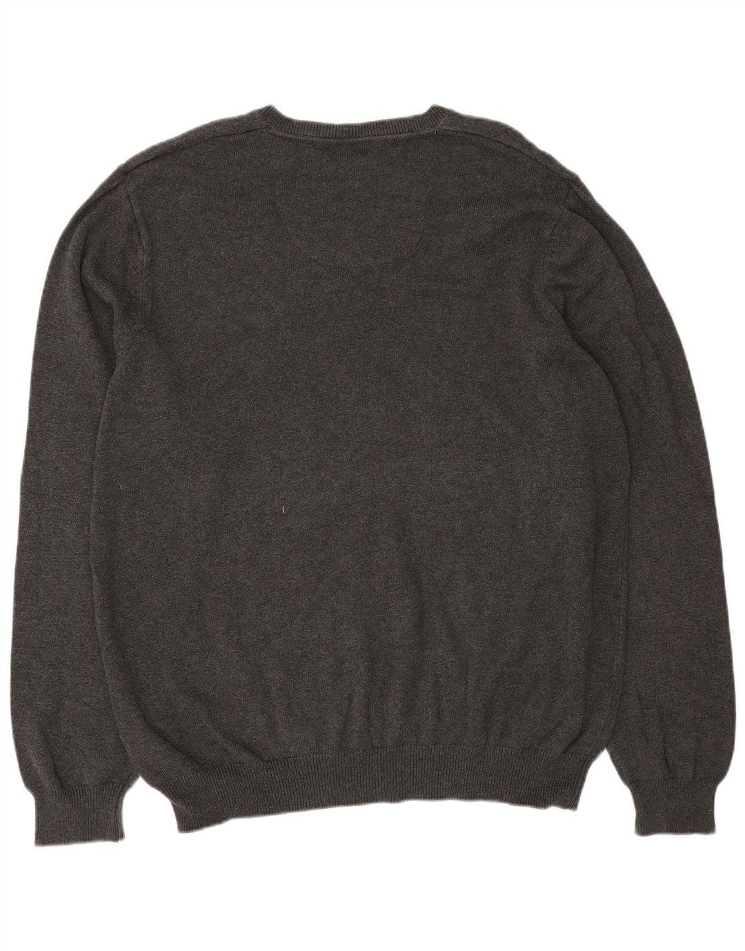 Marks & Spencer Mens Regular Fit V-Neck Jumper Sweater XL Grey Cotton
