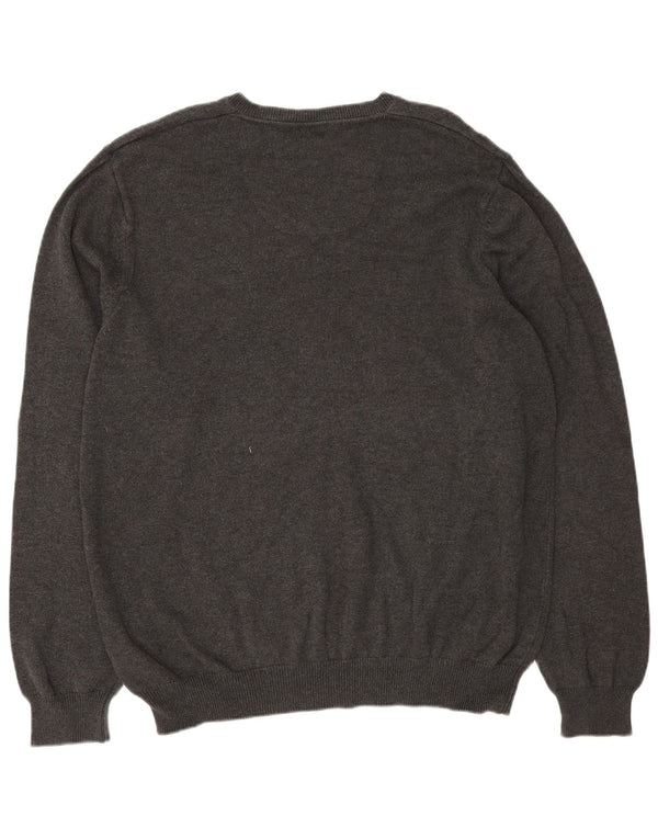 Marks & Spencer Męski sweter o regularnym kroju z dekoltem w kształcie litery V, XL, szary, bawełniany