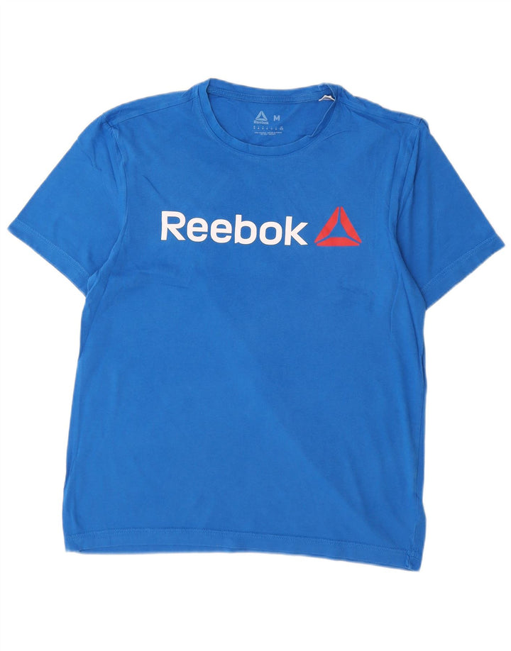 Reebok Herre grafisk T-shirt top mellemblå bomuld
