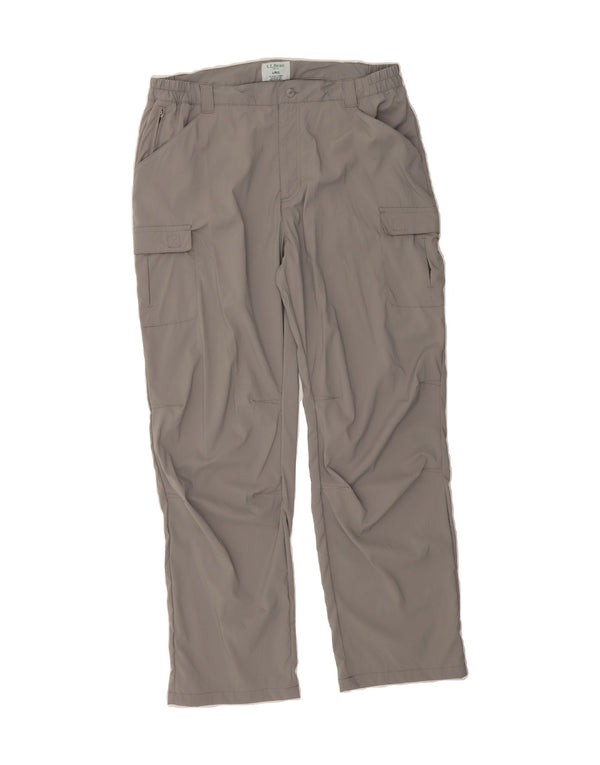 L.L.BEAN Mens Straight Cargo Trousers Large W34 L31 Grey Nylon