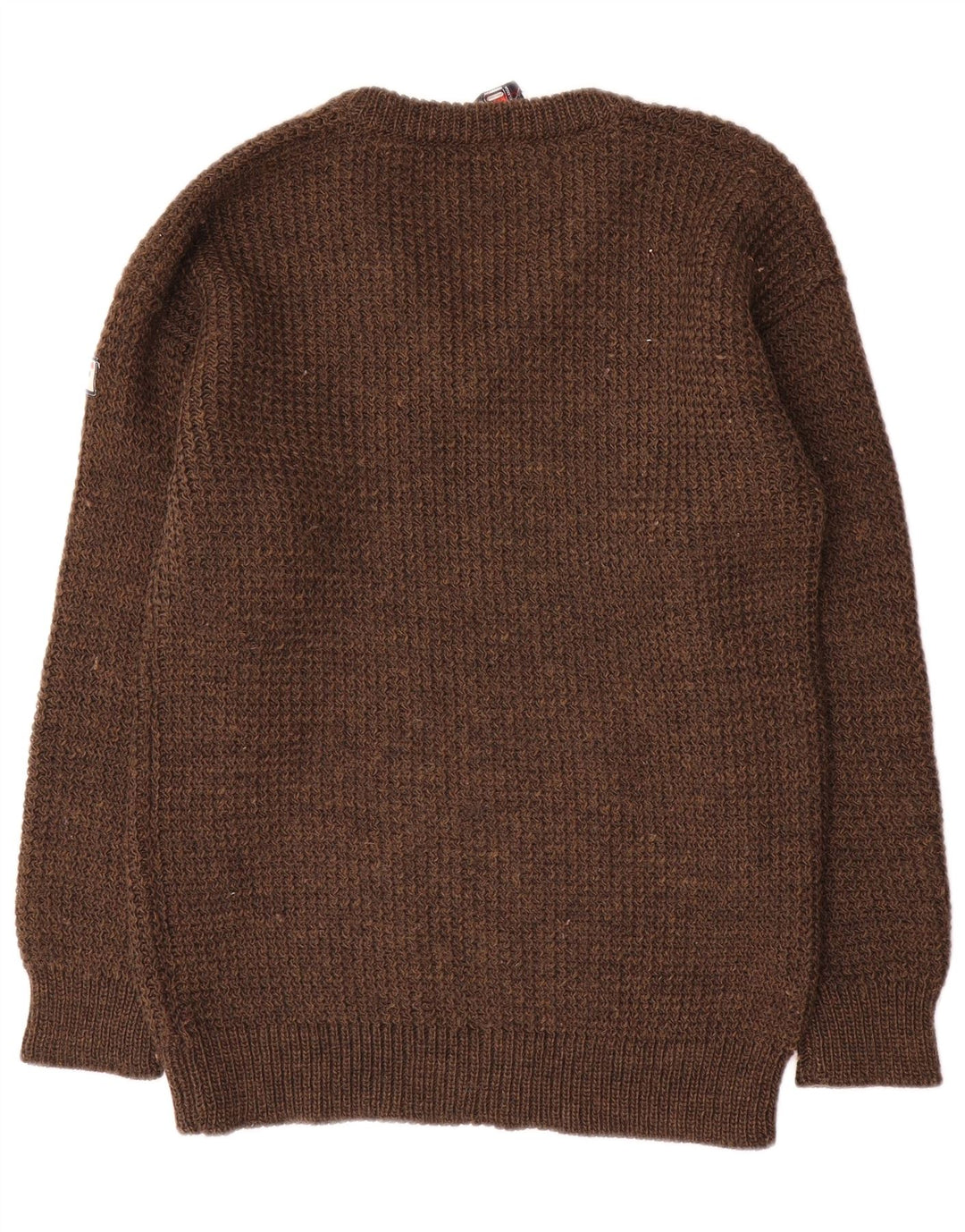 Fila Mens V-Neck Jumper Sweater UK 36 Small Brown Wool