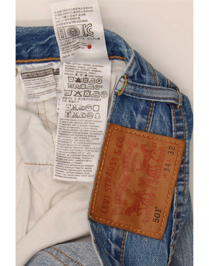 Levi's Mens 501 Straight Jeans W34 L32 Blue Cotton