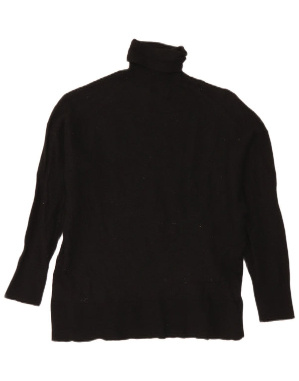 Massimo Dutti Womens Roll Neck Jumper Sweater UK 14 Medium Black Wool