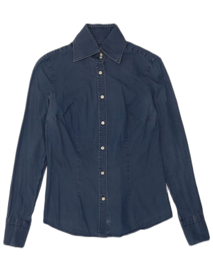 Barba Womens Denim Shirt IT 42 Medium Blue Cotton