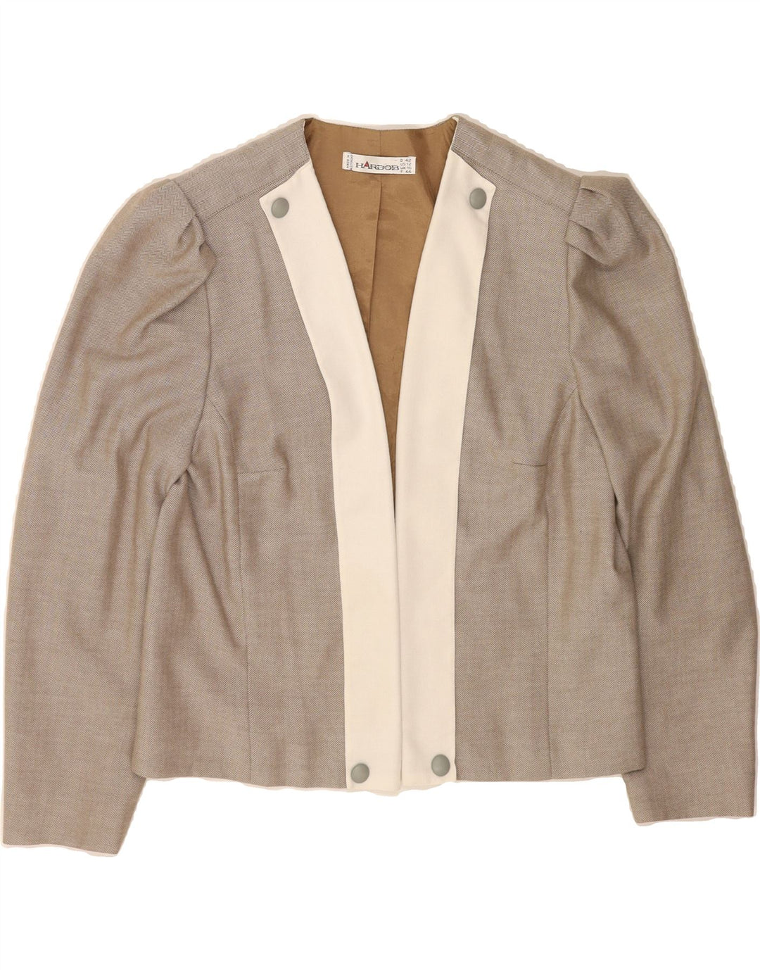 HARDOB Womens Crop Open Blazer Jacket UK 16 Large Grey Colourblock Vintage Hardob and Second-Hand Hardob from Messina Hembry 
