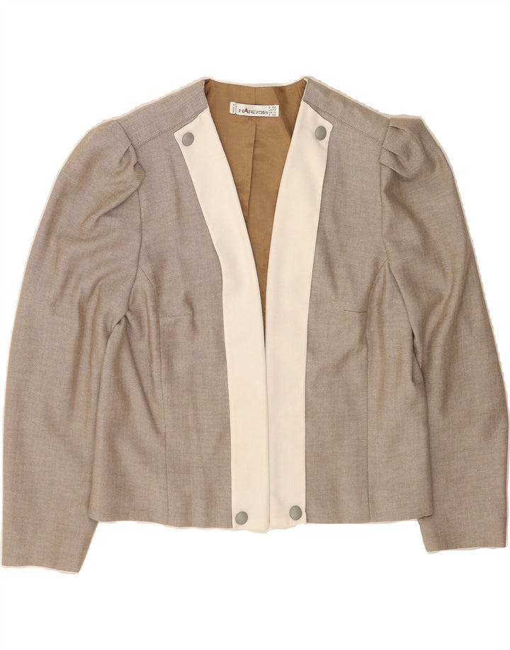 HARDOB Womens Crop Open Blazer Jacket UK 16 Large Grey Colourblock Vintage Hardob and Second-Hand Hardob from Messina Hembry 