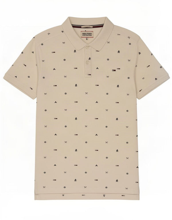 Tommy Hilfiger Mens Graphic Slim Fit Polo Shirt Large Off White Cotton