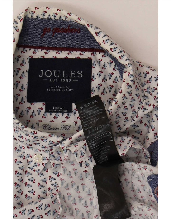 Joules masculino abstrato padrão clássico ajuste camisa grande algodão branco