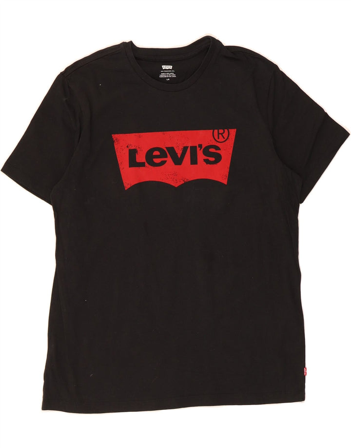 LEVI'S Mens Graphic T-Shirt Top Large Black Cotton Vintage Levi's and Second-Hand Levi's from Messina Hembry 