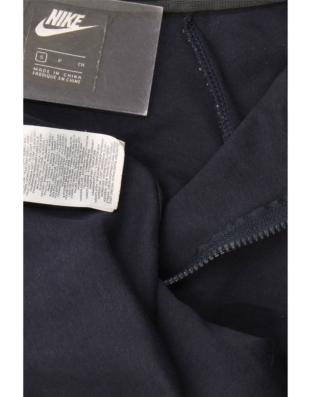 NIKE Mens Zip Hoodie Sweater Small Navy Blue Cotton