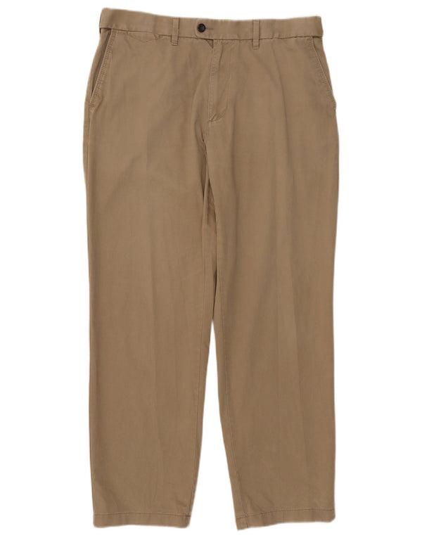 Marks & Spencer Mens Regular Fit Suit Trousers W36 L31 Beige Cotton
