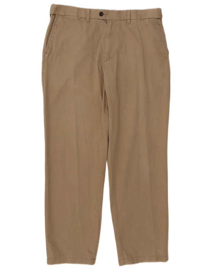Marks & Spencer Mens Regular Fit Suit Trousers W36 L31 Beige Cotton