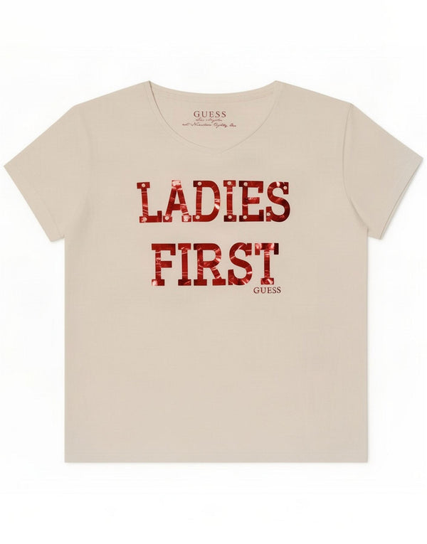Guess Damen Grafik-T-Shirt-Top UK 14 Large Weiß