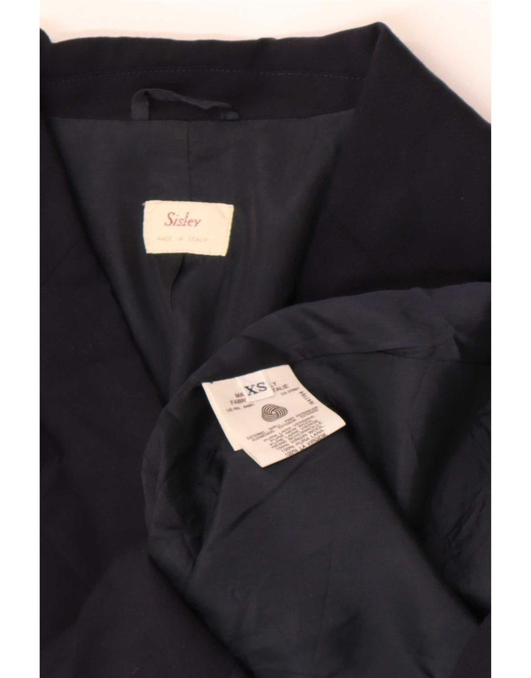 Sacou blazer pentru femei Sisley cu 2 nasturi UK 6 XS Lână virgină bleumarin