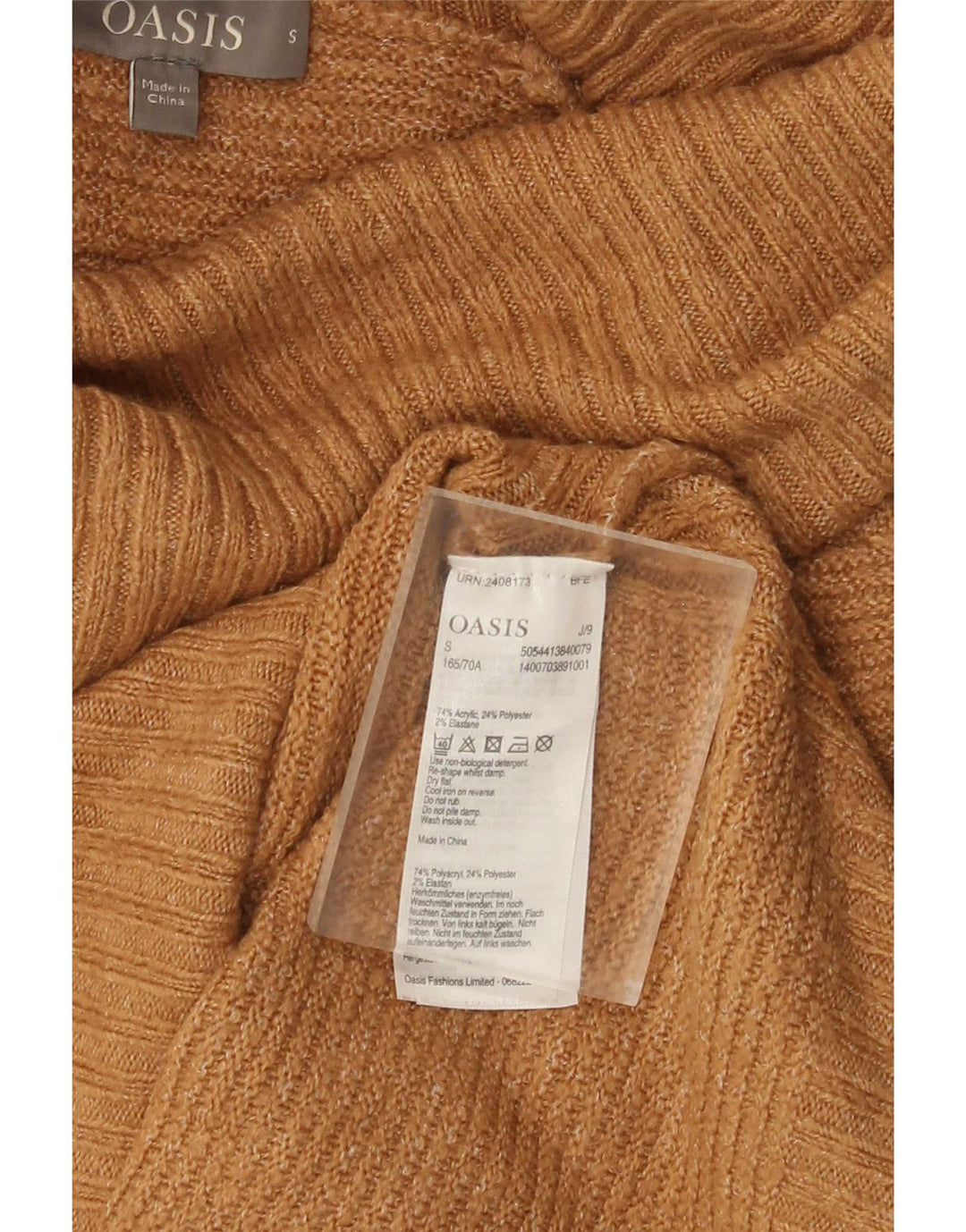 Oasis Womens Oversized Roll Neck Jumper Sweater UK 10 Small Beige Acrylic