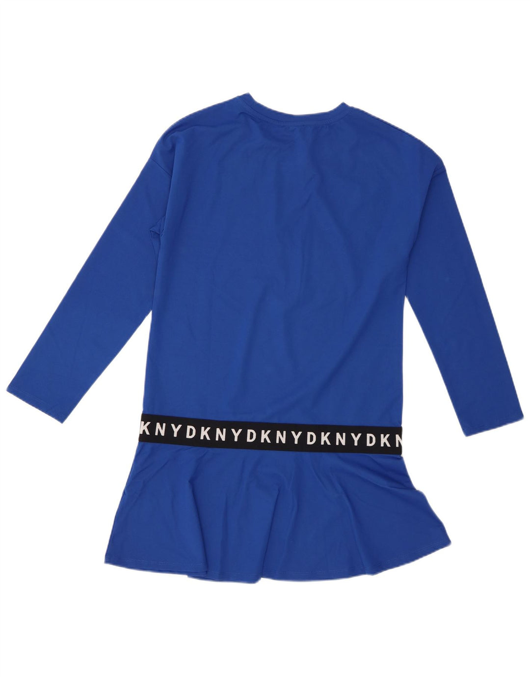 Dkny Womens Graphic Long Sleeve Tunic Top UK 14 Medium Blue Viscose