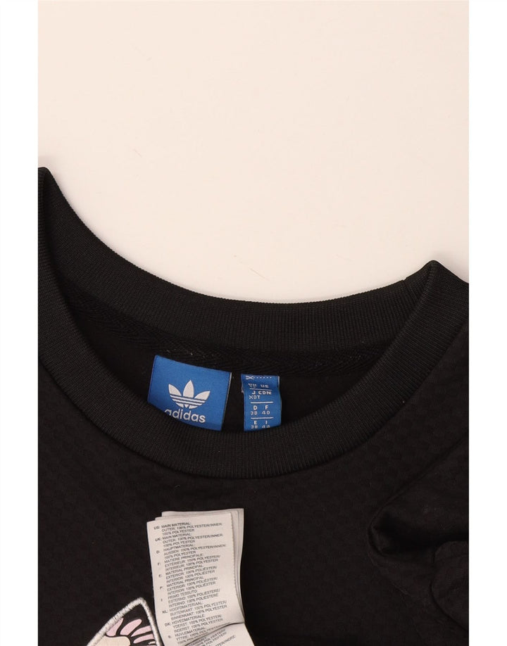 Felpa grafica da donna Adidas Jumper UK 12 Medium Nero Poliestere