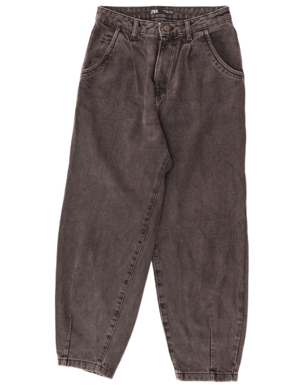 Zara Jean ample taille haute pour femme EU 36 XS W26 L26 Gris Coton
