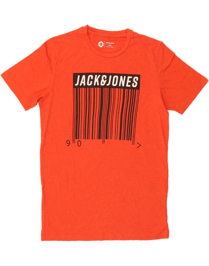 JACK & JONES Mens Core Graphic T-Shirt Top Medium Orange Cotton Vintage Jack & Jones and Second-Hand Jack & Jones from Messina Hembry 