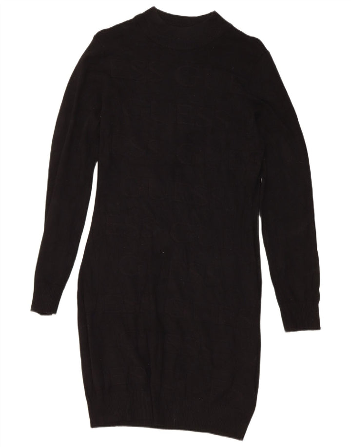 Guess Womens Graphic Jumper Dress UK 12 Medium Black Viscose