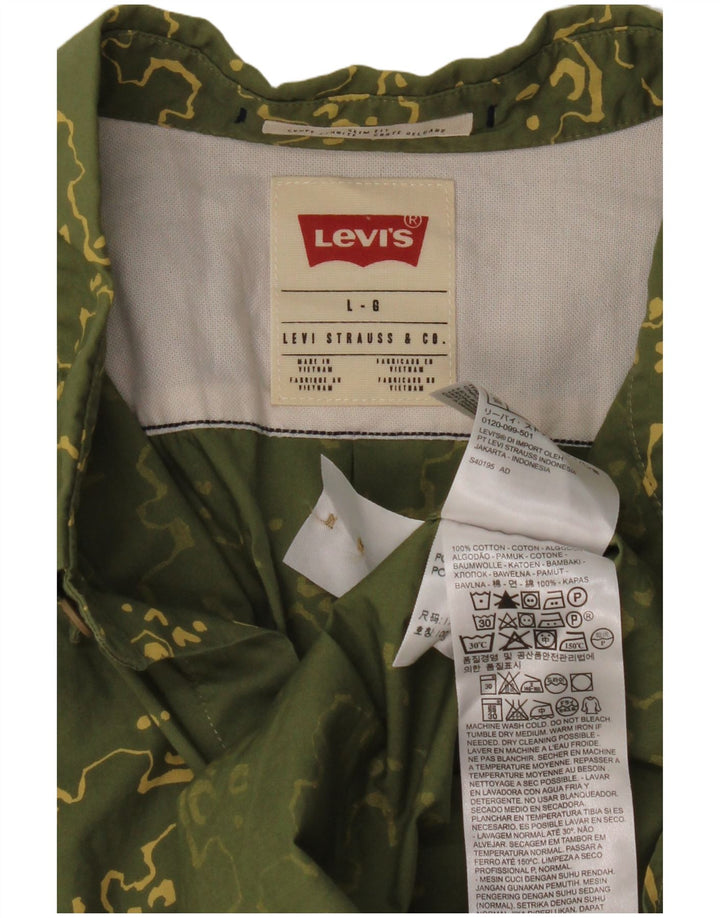 Levi's Mens Slim Fit Shirt Large Green Camouflage Cotton