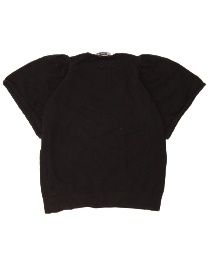 Marks & Spencer Womens Crew Neck Jumper Sweater UK 10 Small Black Geometric