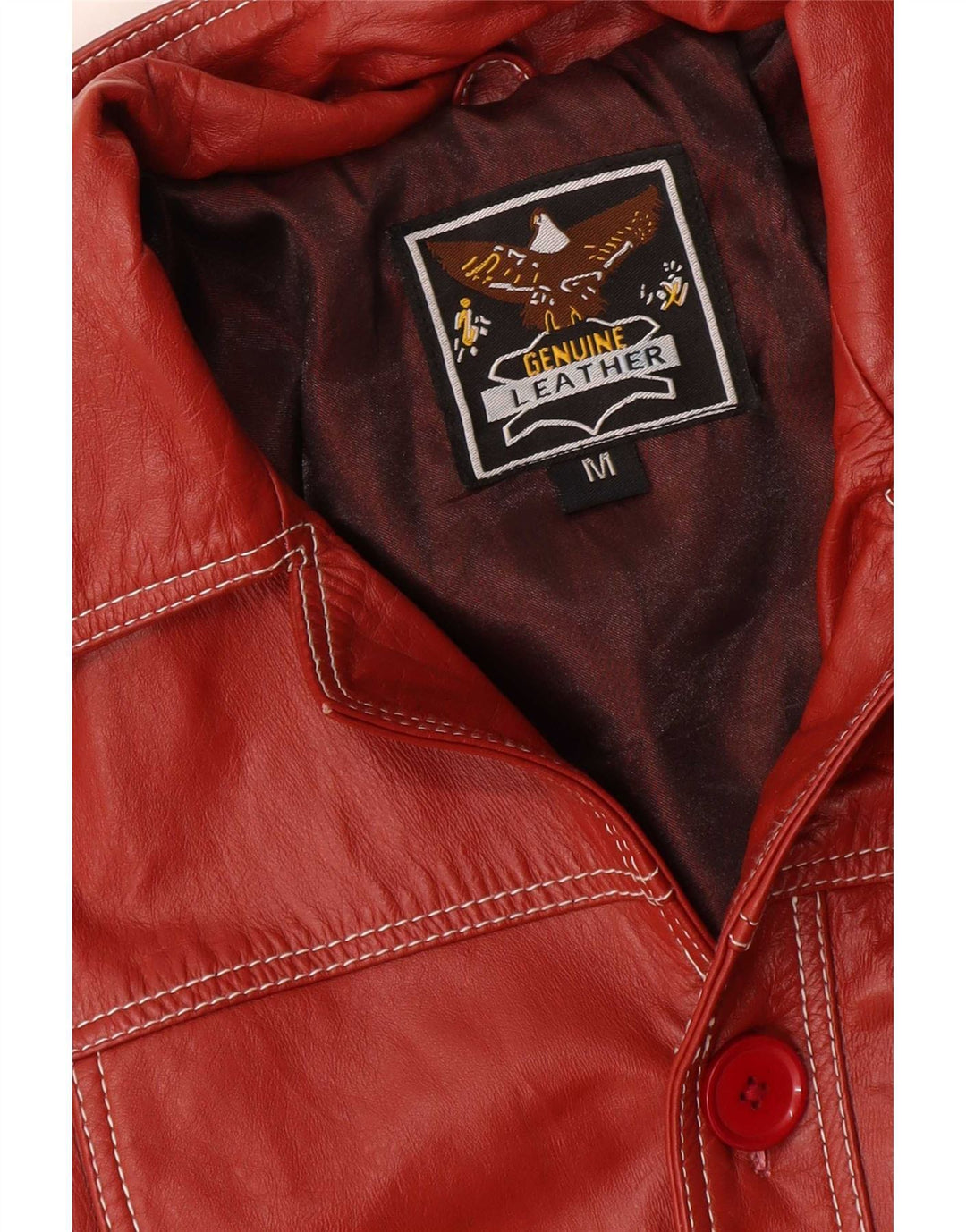 Vintage Γυναικείο Δερμάτινο Μπουφάν UK 38 Medium Red