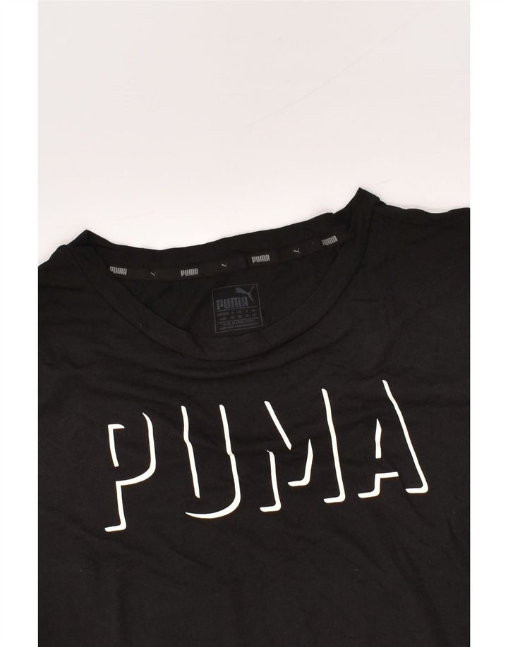 PUMA Womens Graphic T-Shirt Top UK 12 Medium Black | Vintage Puma | Thrift | Second-Hand Puma | Used Clothing | Messina Hembry 