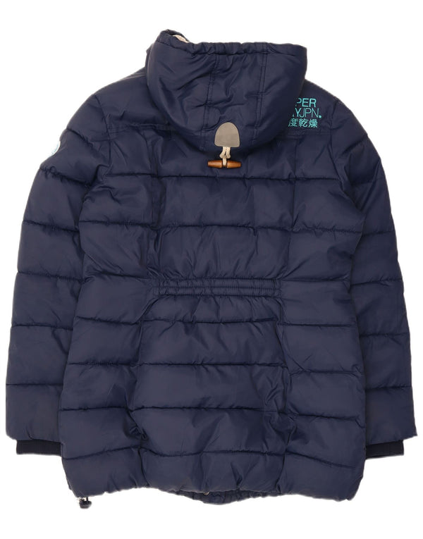 Superdry Damen Sherpa Wattierte Jacke mit Kapuze UK 18 XL Marineblau Polyester