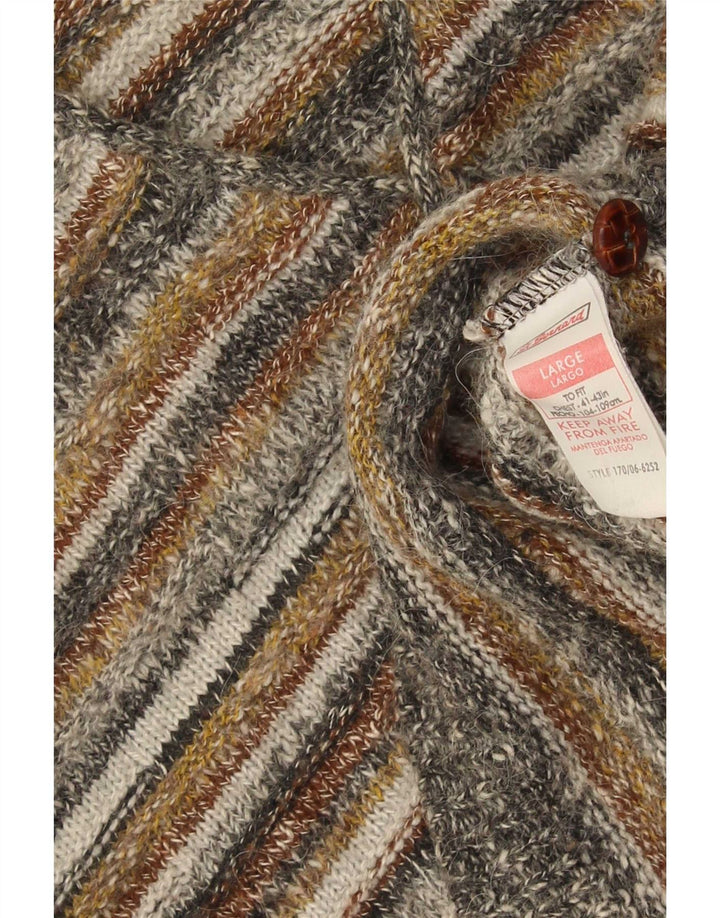 Maglione cardigan senza maniche da uomo St. Bernard, a righe grandi multicolori