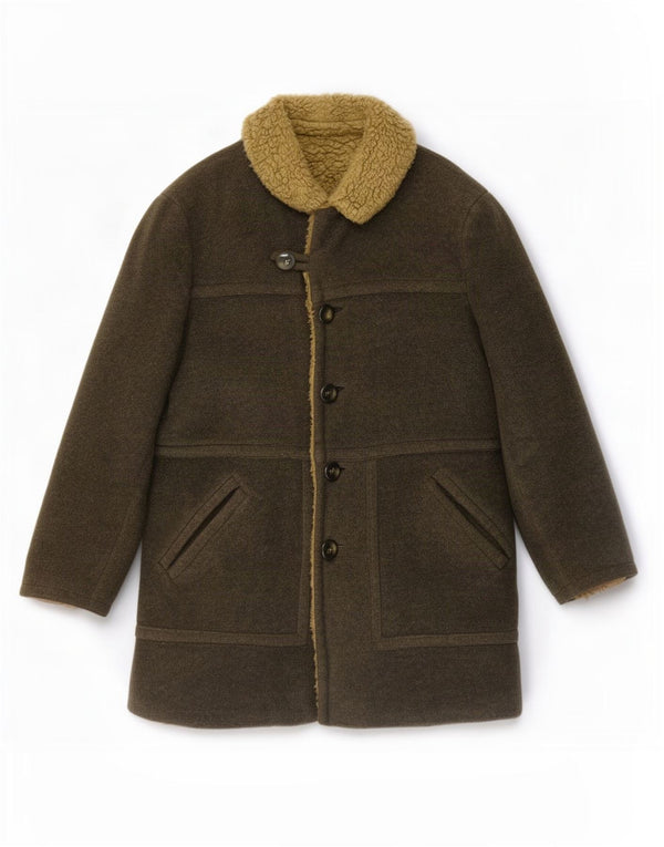 Anfor Womens Sherpa Overcoat UK 14 Large Khaki