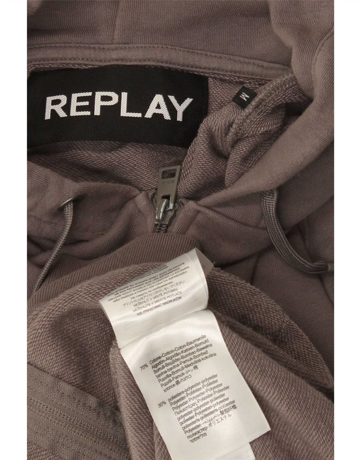 Replay Mens Zip Hoodie Sweater Medium Grey Cotton