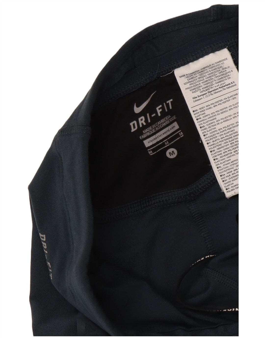 Nike Womens Dri Fit Leggings UK 12 Medium Navy Blue Geometric Polyester