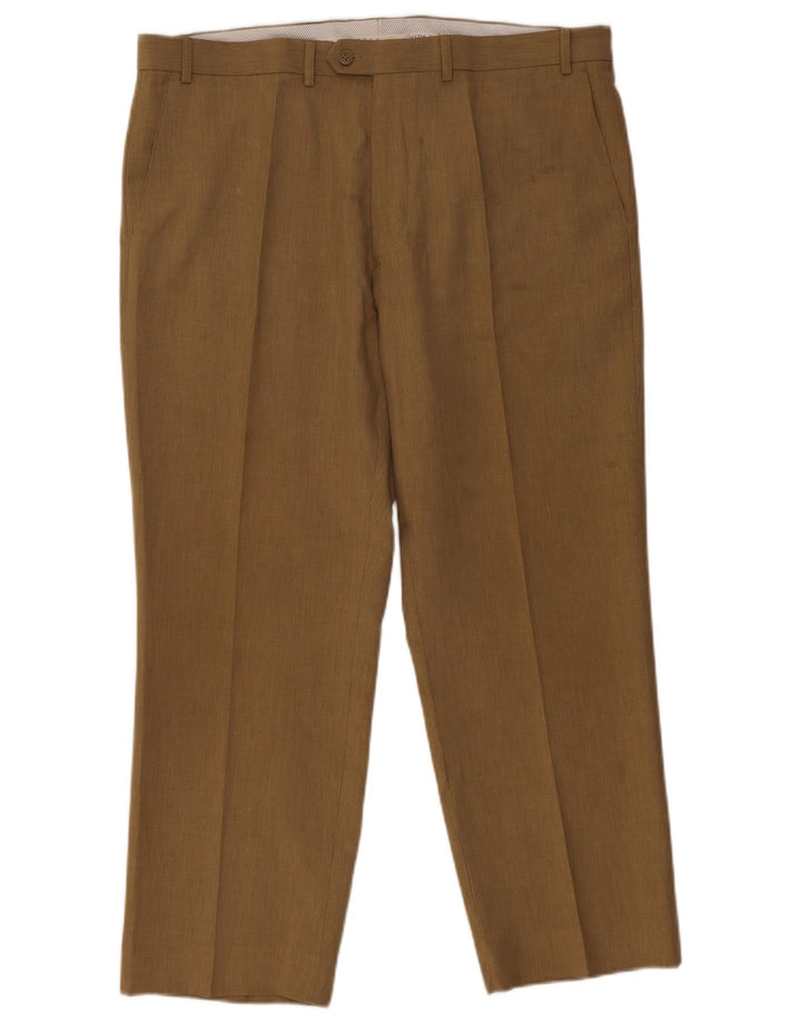 Pantaloni da abito con pegging da uomo Marks & Spencer W40 L29 Poliestere beige