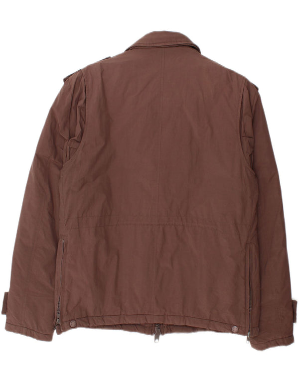SCHOTT Womens Utility Jacket UK 16 Large Brown Polyester