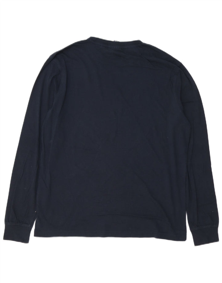 CHAMPION Mens Graphic Top Long Sleeve Large Navy Blue Cotton
