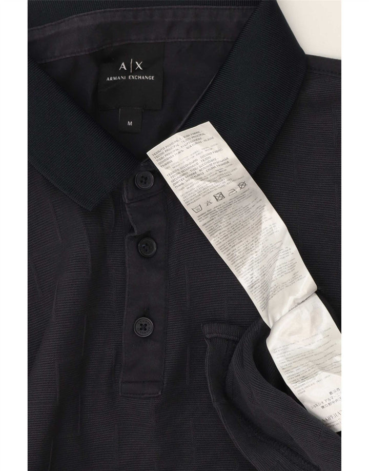 Armani Exchange Polo para hombre de algodón geométrico azul marino medio