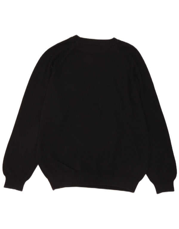 Benetton Mens Crew Neck Jumper Sweater Large Black Cotton