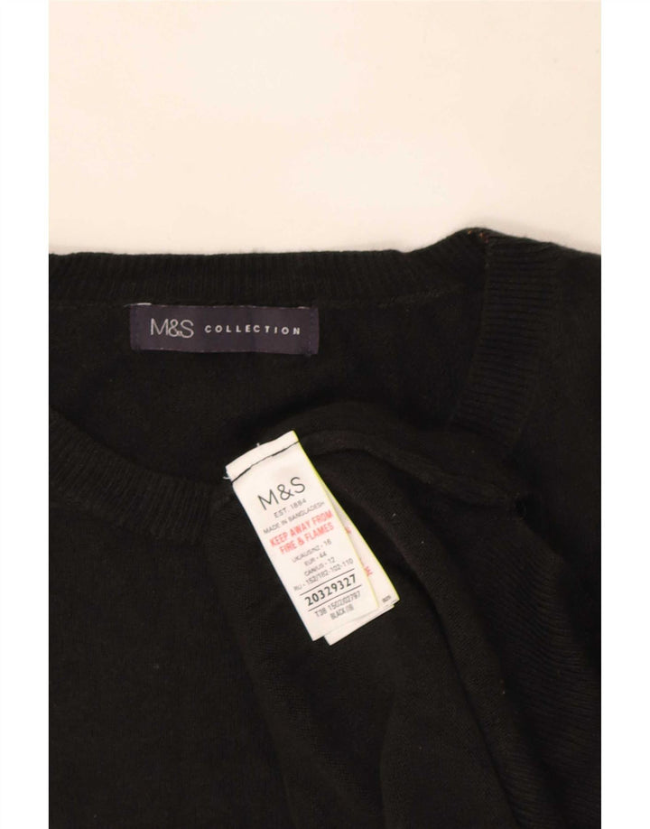 Marks & Spencer Womens Oversized Crew Neck Jumper Sweater UK 16 Large Black
