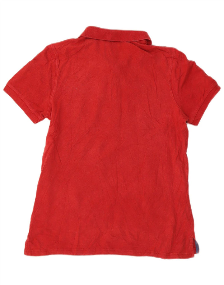 EDDIE BAUER Dame Polo Shirt UK 10 Lille Rød Bomuld