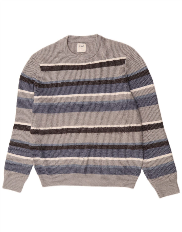 Marks & Spencer Mens Crew Neck Jumper Sweater Large Multicoloured Striped