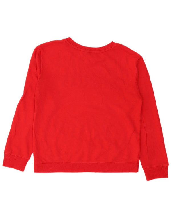 Nautica Womens Graphic Sweatshirt Jumper UK 14 Medium Red Cotton