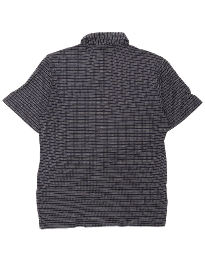 Vintage herre poloshirt IT 48 Mellem marineblå stribet bomuld