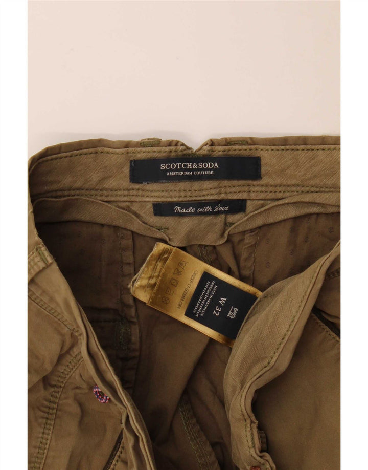 Scotch & Soda Mens Cargo Shorts W32 Medium Khaki Cotton