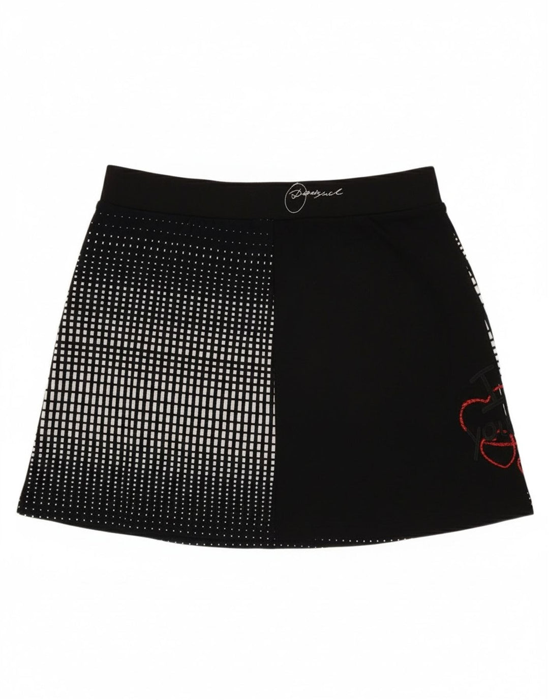 Desigual Womens Graphic Mini Skirt Large W32 Black Geometric