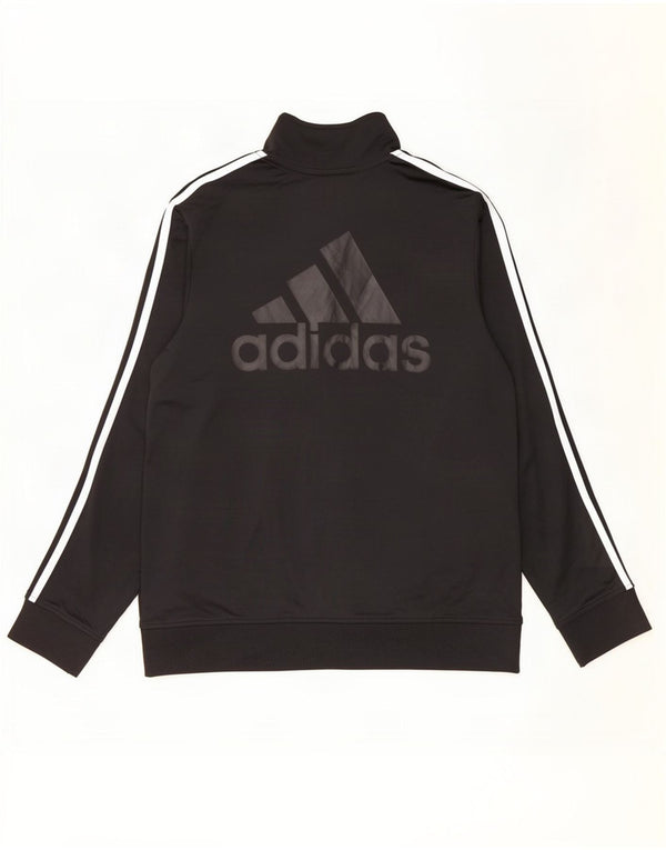 Adidas Boys Graphic Tracksuit Top Jacket 13-14 Years XL Black Polyester